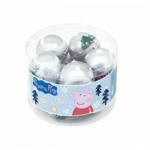 Ёлочный шарик Peppa Pig Cosy corner Серебристый 10 штук Пластик (Ø 6 cm) image 2