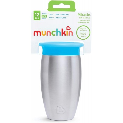 MUNCHKIN stainless steel sippy Cup, blue, Miracle 360, 12m+, 296ml, 01245001 image 2