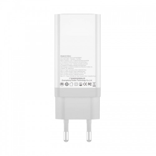 GaN 65W charger Dudao A7xsEU 2x USB-C + USB (white) image 2