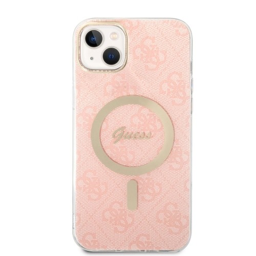 Guess 4G MagSafe Compatible Case + Wireless Charger for iPhone 14 Plus Pink image 2