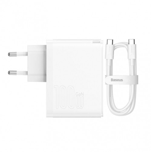 Baseus GaN5 Pro USB-C + USB wall charger, 100W  + 1m cable (white) image 2