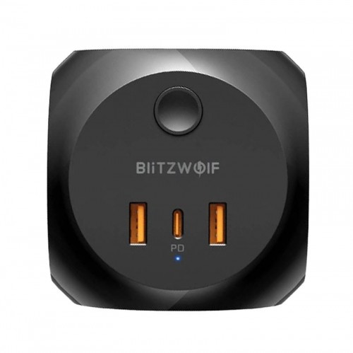 Blitzwolf BW-PC1 Power charger with 3 AC outlets, 2x USB, 1x USB-C (black) image 2