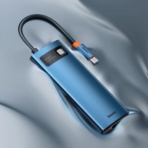 Baseus Metal Gleam 6in1 multifunctional USB Type C hub - USB Type C Power Delivery 100W | HDMI 4K 30Hz | 3x USB 3.2 Gen 1 | RJ45 1Gbps blue (WKWG000003) image 2