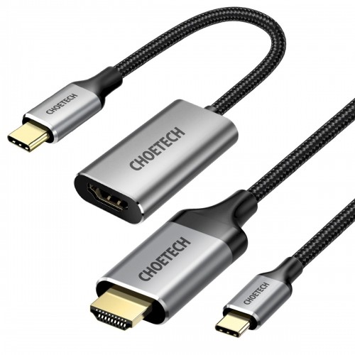Choetech kit adapter HUB USB Type C - HDMI 2.0 (3840 x 2160 @ 60Hz) gray (HUB-H12) + USB cable Type C - HDMI (3840 x 2160 @ 60Hz) 2m gray (CH0021) image 2