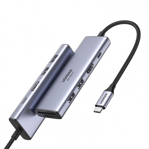 Ugreen 6in1 multifunctional USB Type C HUB - 2x USB 3.2 Gen 1 | HDMI 4K 60Hz | SD and TF memory card reader | USB Type C PD 100W gray (60384 CM511) image 2