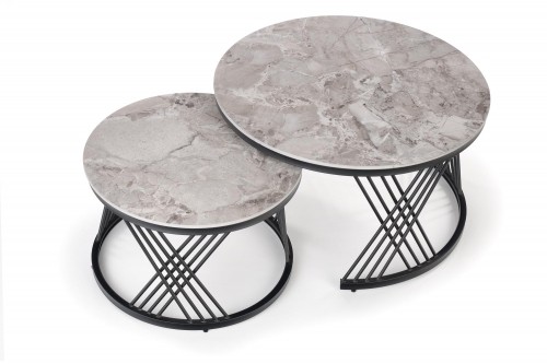 Halmar FLAMINGO set of 2 coffee tables, grey marble image 2