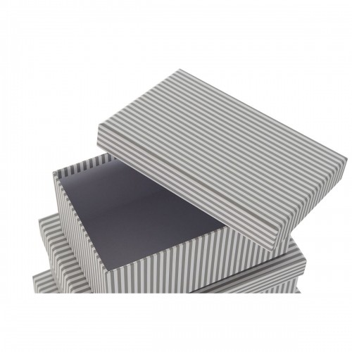 Saliekamo Organizējošo Kastu Komplekts DKD Home Decor Pelēks Balts Kvadrāta Kartons (43,5 x 33,5 x 15,5 cm) image 2