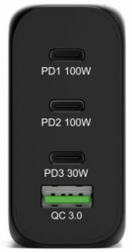 Lādētājs Port Power Delivery and Quick Charge 120W GaN USB-C & USB-A Black image 2