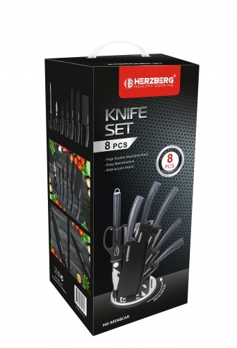 Herzberg Cooking Herzberg 8 Pieces Knife Set with Acrylic Stand - Carbon image 2