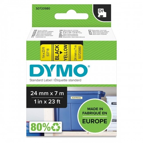 Laminēta lente iekārtu marķēšanai Dymo D1 53718 24 mm LabelManager™ Melns Dzeltens (5 gb.) image 2