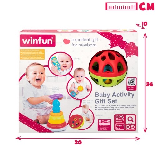 Winfun Комплект для малыша игрушки развивающие пирамидка, муз. игрушка и 2 погремушки 0 m+ CB46885 image 2