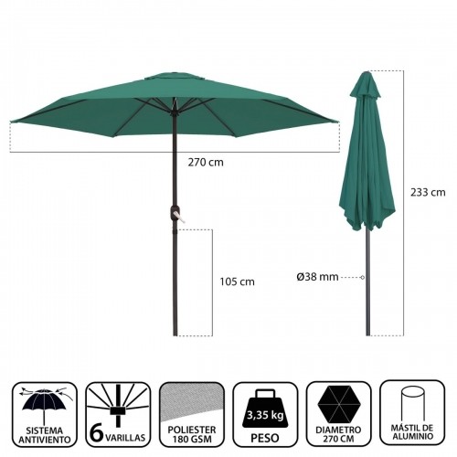Bigbuy Home Пляжный зонт Monty Alumīnijs Zaļš 270 cm image 2