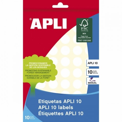 Self adhesive labels Apli Balts Ø 1,3 cm 10 Loksnes (10 gb.) image 2