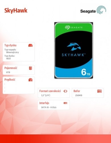 Seagate HDD SkyHawk 6TB 3,5 inches 256MB ST6000VX009 image 2
