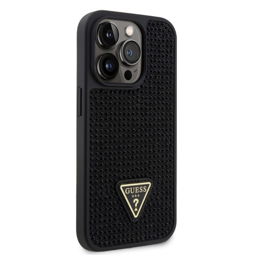Guess Rhinestones Triangle Metal Logo Case for iPhone 14 Pro Black image 2