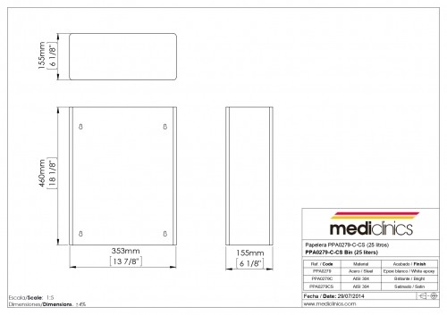 MEDICLINICS PPA2279 popieriaus šiukšliadėžė su maišo laikikliu  25L, balta image 2