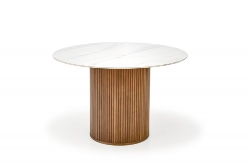 Halmar BRUNO round table, white marble / walnut image 2