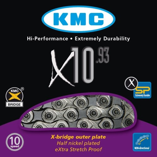 Ķēde KMC X10 Silver/Black 10-speed 114-links image 2