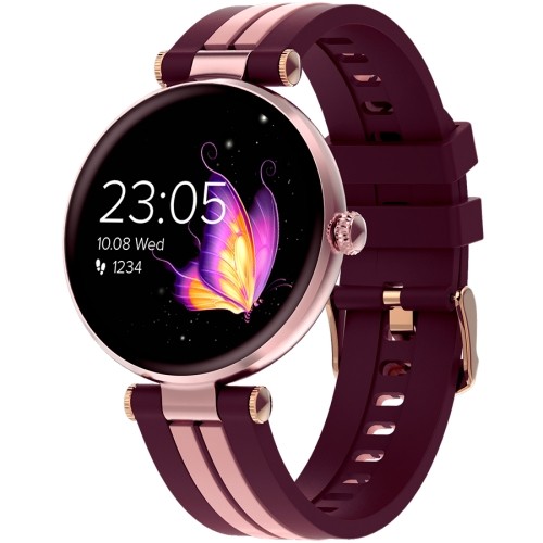 CANYON Semifreddo SW-61, Rtl8762dt, 1.19'' Amoled 390x390px, oncell TP, 192KB RAM, 3.7V 190mAh battery, Rosegold alumimum alloy case middle frame + plastic bottom case+pink and purple silicone strap +rosegold strap buckle. Strap: 261*18mm 37.8g image 2