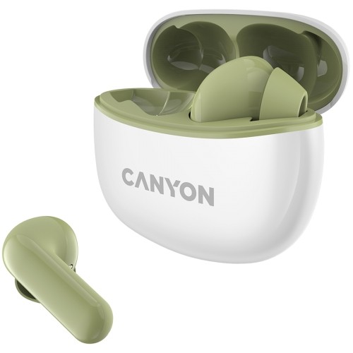 CANYON TWS-5, Bluetooth headset, with microphone, BT V5.3 JL 6983D4, Frequence Response:20Hz-20kHz, battery EarBud 40mAh*2+Charging Case 500mAh, type-C cable length 0.24m, Size: 58.5*52.91*25.5mm, 0.036kg, Green image 2