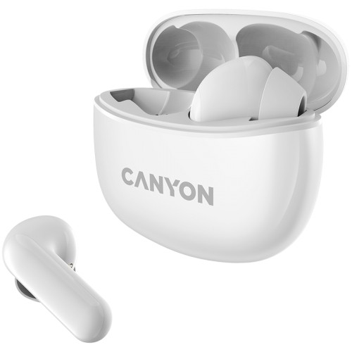 CANYON TWS-5, Bluetooth headset, with microphone, BT V5.3 JL 6983D4, Frequence Response:20Hz-20kHz, battery EarBud 40mAh*2+Charging Case 500mAh, type-C cable length 0.24m, size: 58.5*52.91*25.5mm, 0.036kg, White image 2