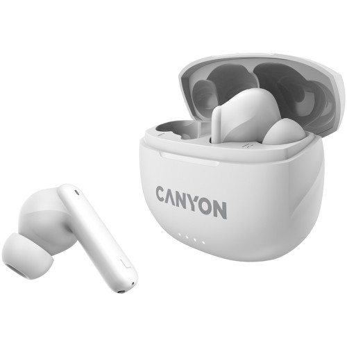 CANYON TWS-8, Bluetooth headset, with microphone, with ENC, BT V5.3 BT V5.3 JL 6976D4, Frequence Response:20Hz-20kHz, battery EarBud 40mAh*2+Charging Case 470mAh, type-C cable length 0.24m, Size: 59*48.8*25.5mm, 0.041kg, white image 2