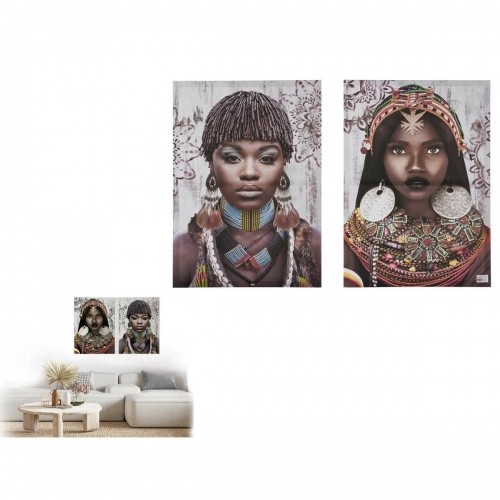 Gift Decor 2 attēlu komplekts Canvas Āfrikas sieviete 70 x 50 x 1,5 cm (6 gb.) image 2