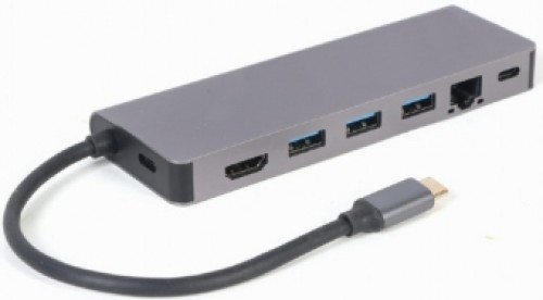 Dokastacija Gembird USB Type-C 5-in-1 multi-port adapter (Hub + HDMI + PD + card reader + LAN) image 2