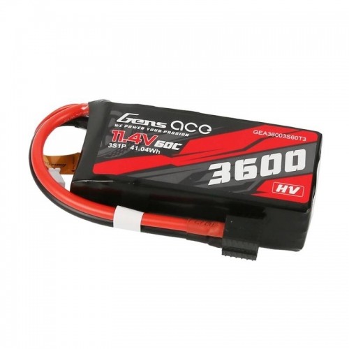 Gens ace 3600mAh 11.4V 3S1P 60C High Voltage Lipo Battery Pack with XT60|T-plug image 2