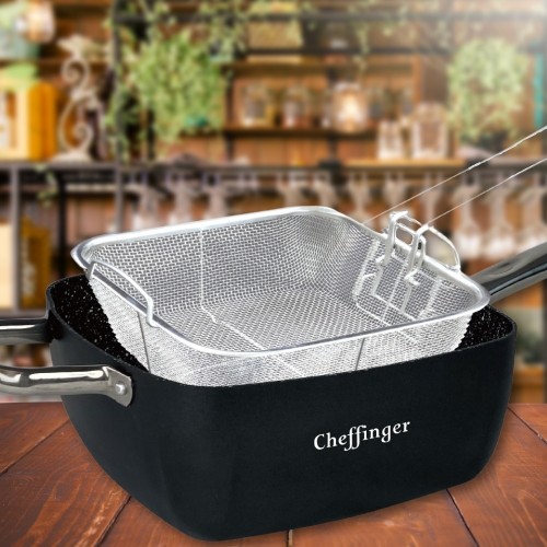 Cheffinger CF-FA04: 4 Pieces Marble Coated Square Deep Frying Pan Set image 2