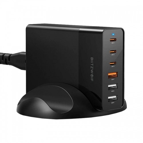 Wall charger Blitzwolf BW-S25, 75W, 3x USB + 3x USB-C (black) image 2