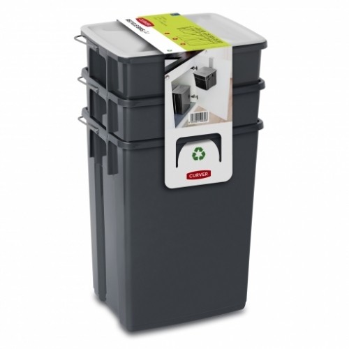 Curver Atkritumu tvertņu komplekts Biobox 2x10L+6L pelēks image 2