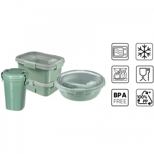 Curver Набор пищевых контейнеров 4шт. 0,6 + 0,6 + 0,3 + 1 + 1,2 л Smart Eco To Go светло-зеленый image 2