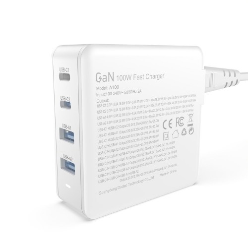 GaN 100W 2 x USB-C | 2 x USB fast charger Dudao A100EU - white image 2