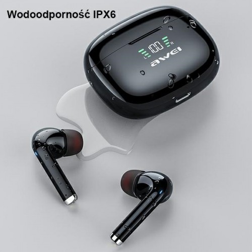 AWEI słuchawki sportowe Bluetooth 5.2 TA8 TWS + stacja dokująca czarny|black image 2