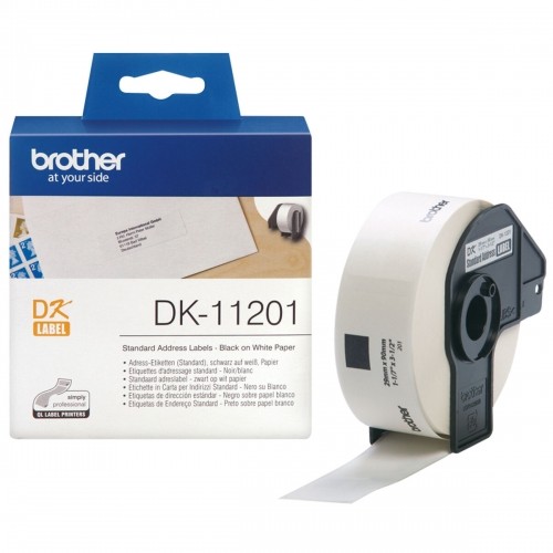 Этикетки для принтера Brother DK-11201 Белый 29 x 90 mm Чёрный Черный/Белый (3 штук) image 2