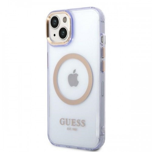 Guess GUHMP14SHTCMU iPhone 14 6,1" purpurowy|purple hard case Gold Outline Translucent MagSafe image 2