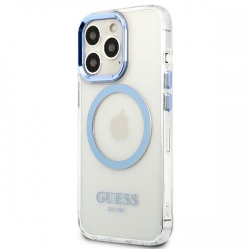 Guess GUHMP13XHTRMB iPhone 13 Pro Max 6,7" niebieski|blue hard case Metal Outline Magsafe image 2