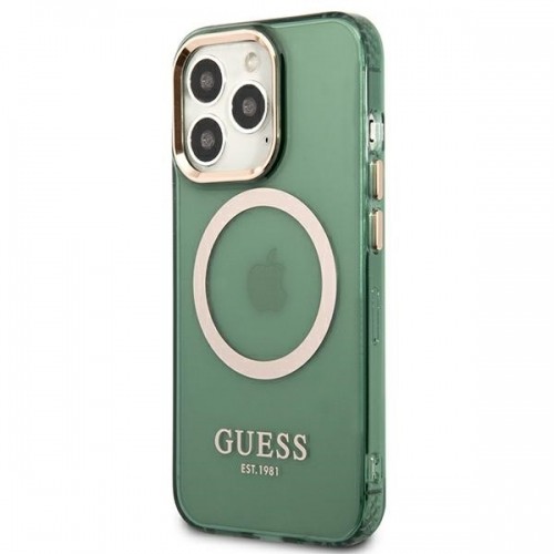 Guess GUHMP13LHTCMA iPhone 13 Pro | 13 6,1" zielony|khaki hard case Gold Outline Translucent MagSafe image 2