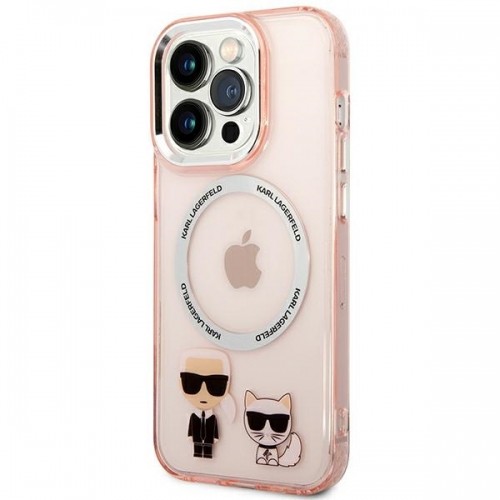 Karl Lagerfeld MagSafe Compatible Case Karl and Choupette for iPhone 14 Pro Max Pink image 2