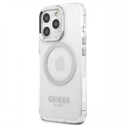 Guess GUHMP13LHTRMS iPhone 13 Pro | 13 6,1" srebrny|silver hard case Metal Outline Magsafe image 2