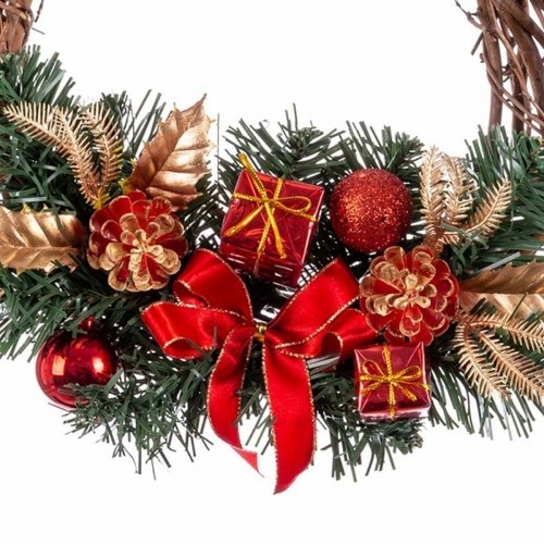 Bigbuy Christmas Ziemassvētku vainags Rotangpalma Sarkans Daudzkrāsains PVC 20 x 20 x 10 cm image 2