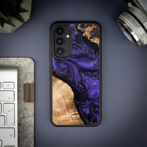 Wood and Resin Case for Samsung Galaxy A54 5G Bewood Unique Violet - Purple Black image 2