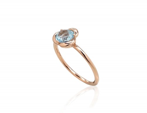 Золотое кольцо #1101008(Au-R)_TZLB, Красное Золото 585°, Небесно-голубой топаз, Размер: 18, 2.02 гр. image 2