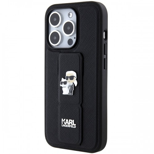 Karl Lagerfeld KLHCP14LGSAKCPK iPhone 14 Pro 6.1" czarny|black hardcase Gripstand Saffiano Karl&Choupette Pins image 2