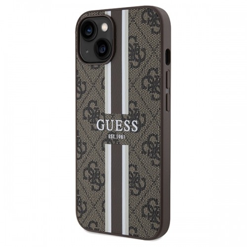Guess GUHMP15SP4RPSW iPhone 15 | 14 | 13 6.1" brązowy|brown hardcase 4G Printed Stripes MagSafe image 2