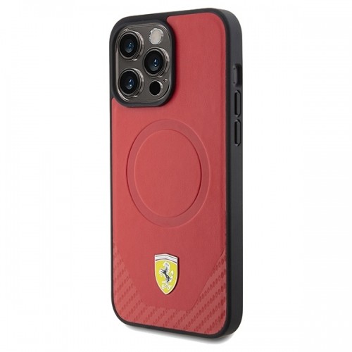 Ferrari FEHMP15LPTER iPhone 15 Pro 6.1" czerwony|red hardcase Carbon Metal Logo MagSafe image 2