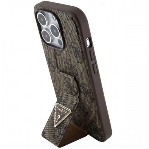 Guess GUHCP15LPGS4TDW iPhone 15 Pro 6.1" brązowy|brown hardcase Grip Stand 4G Triangle Strass image 2