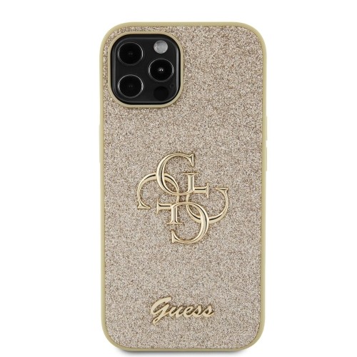 Guess PU Fixed Glitter 4G Metal Logo Case for iPhone 12|12 Pro Gold image 2