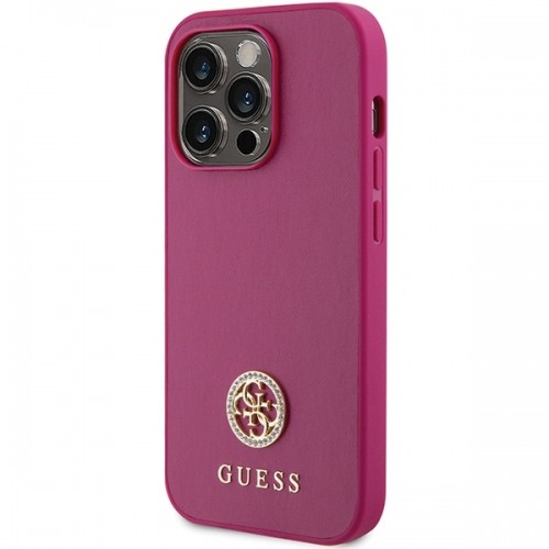 Guess GUHCP15LPS4DGPP iPhone 15 Pro 6.1" różowy|pink hardcase Strass Metal Logo image 2